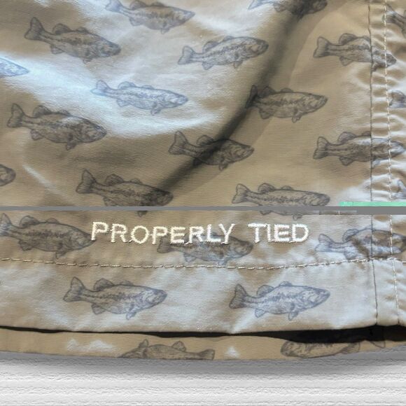 Properly Tied Youth Mallard Shorts YL Gray Fish Print Casual Boys Shorts - Picture 2 of 5